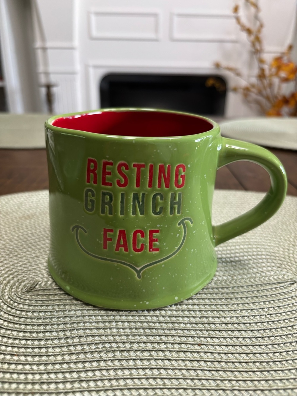 Resting grinch face ceramic Christmas mug